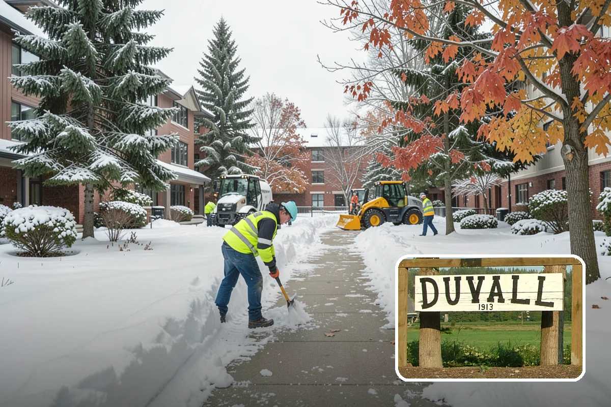 Park & Ride Snow Removal in Duvall, King County, WA - Travel lanes and stalls cleared before dawn