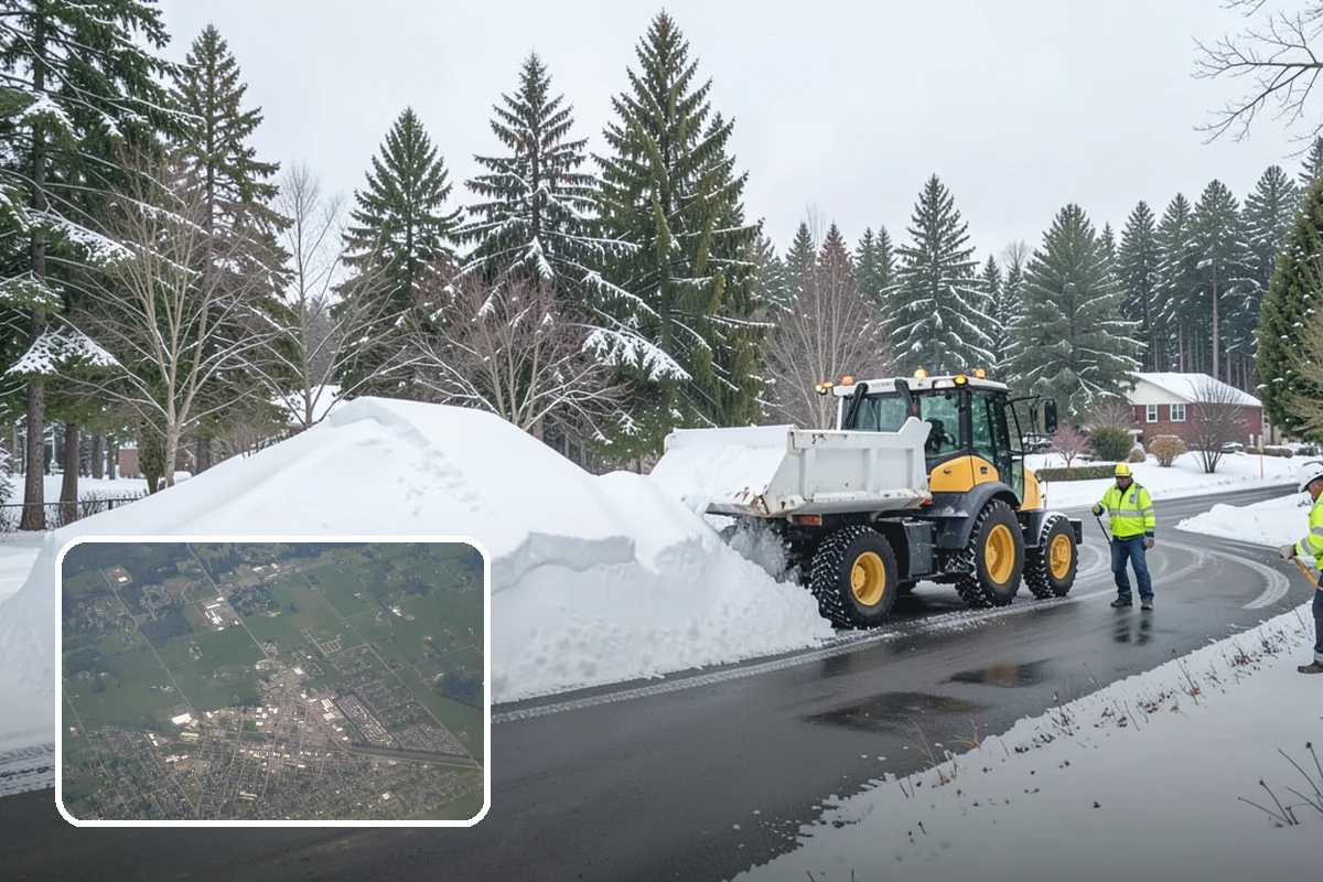 Park & Ride Snow Removal in Enumclaw, King County, WA - Travel lanes and stalls cleared before dawn