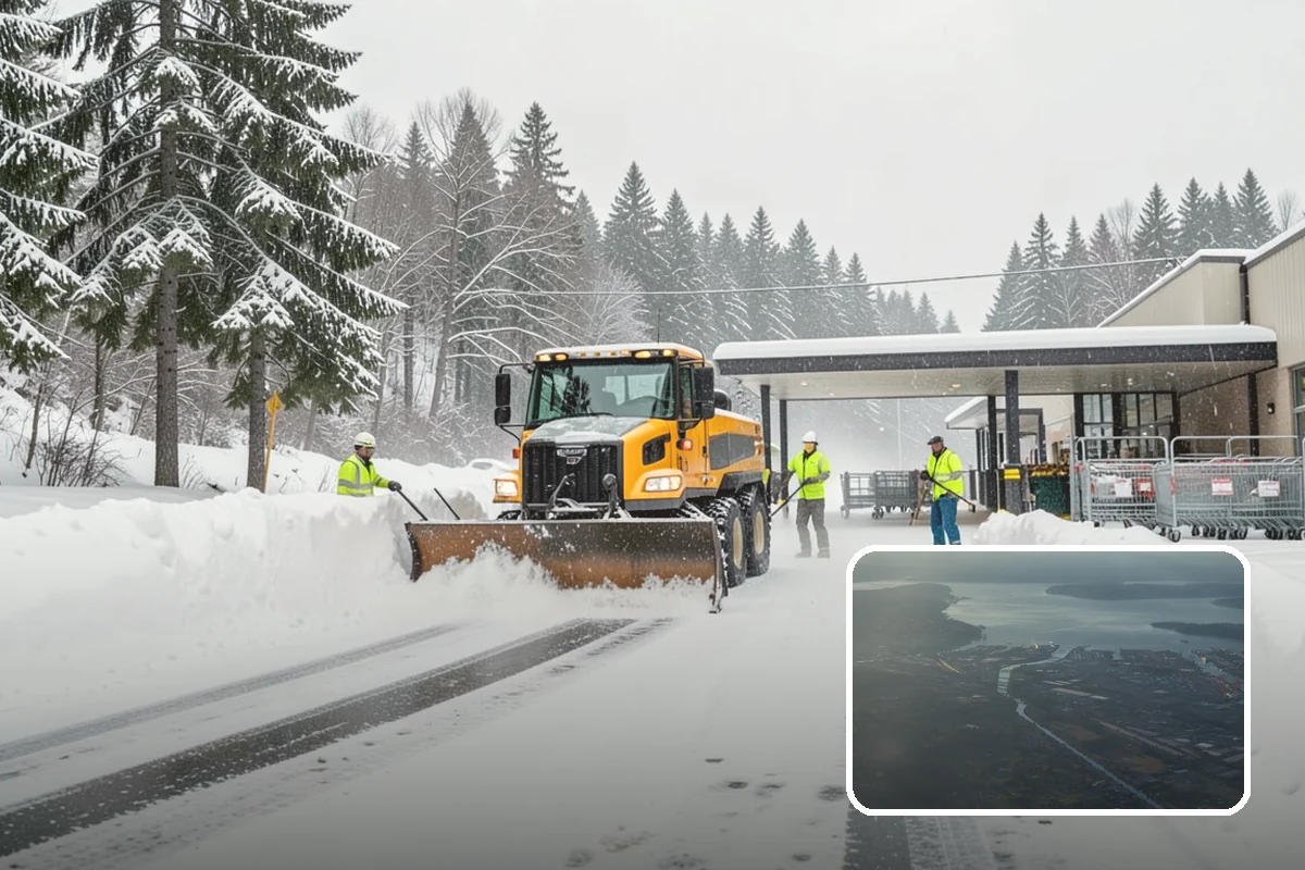 Park & Ride Snow Removal in Fife, Pierce County, WA - Travel lanes and stalls cleared before dawn