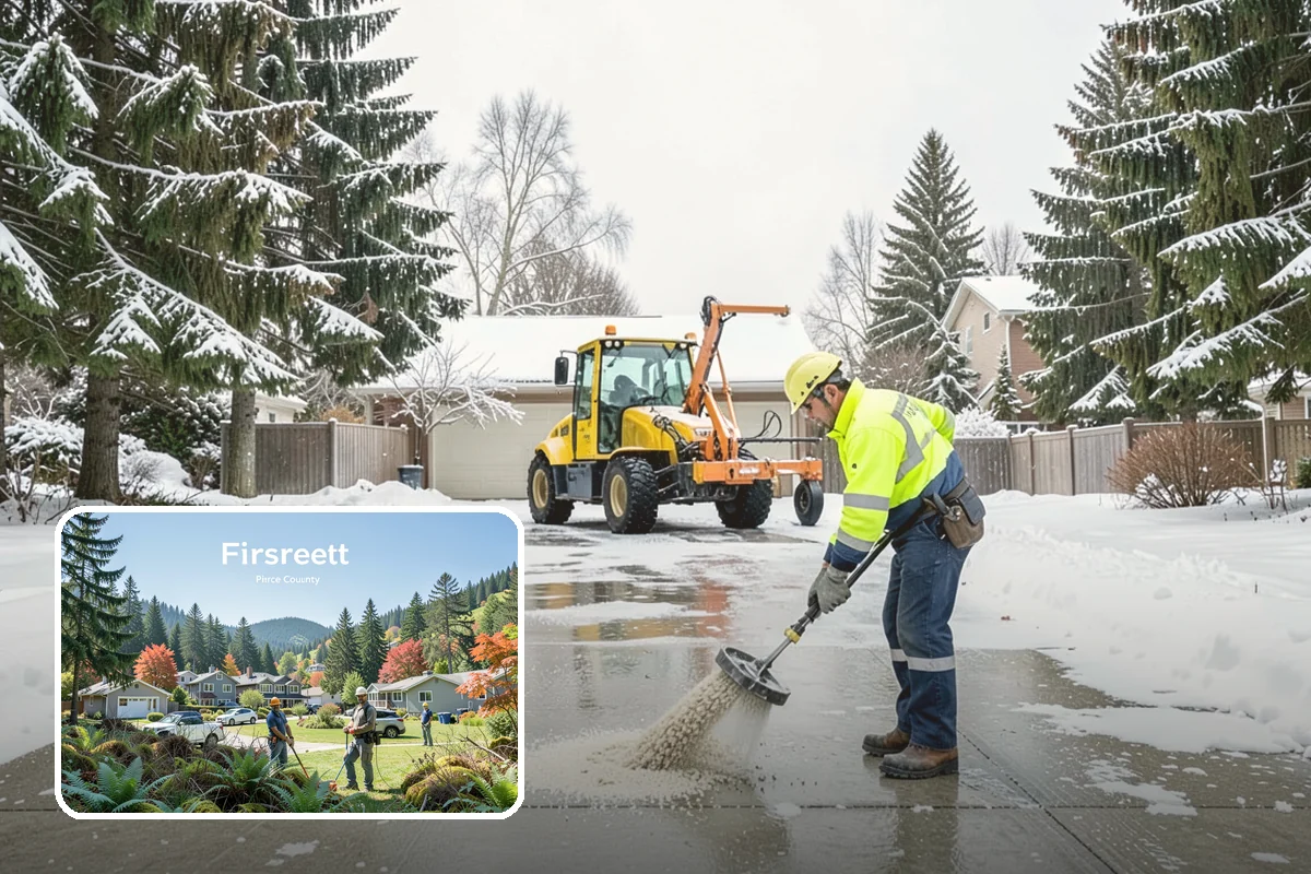 Park & Ride Snow Removal in Fircrest, Pierce County, WA - Travel lanes and stalls cleared before dawn