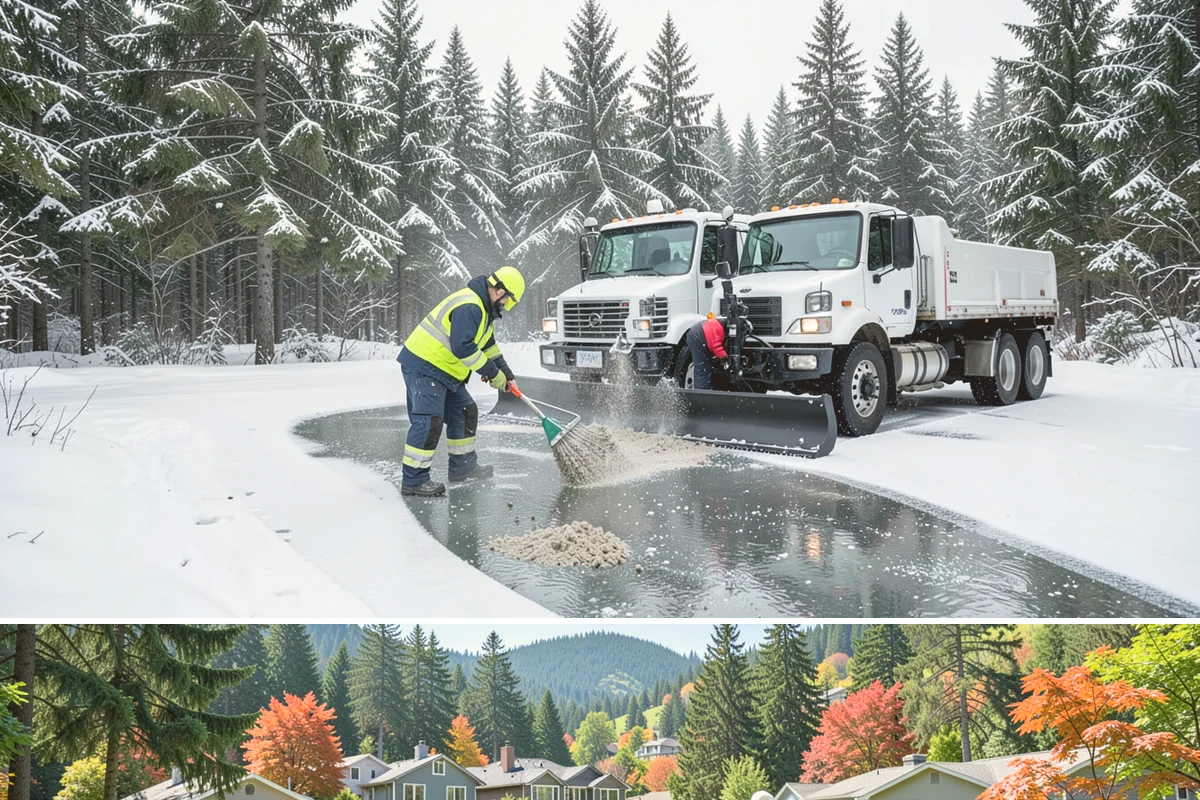 Park & Ride Snow Removal in Fircrest, Pierce County, WA - Park-and-ride lots see peak need December through February around commuter freeze mornings.