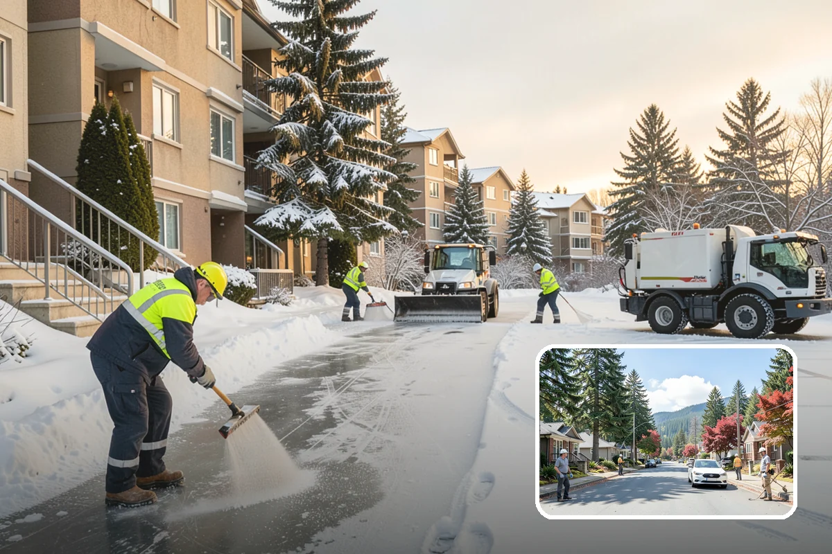 Park & Ride Snow Removal in Hunts Point, King County, WA - Travel lanes and stalls cleared before dawn