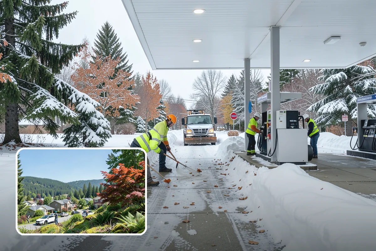 Park & Ride Snow Removal in Index, Snohomish County, WA - Travel lanes and stalls cleared before dawn