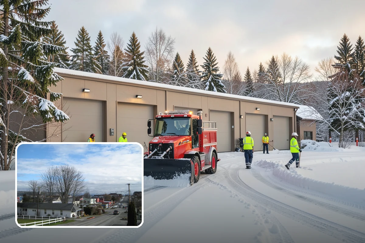 Park & Ride Snow Removal in Langley, Island County, WA - Travel lanes and stalls cleared before dawn