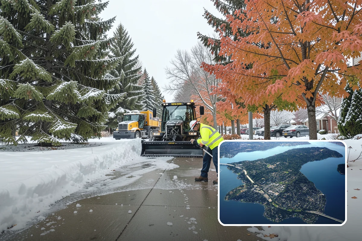 Park & Ride Snow Removal in Mercer Island, King County, WA - Travel lanes and stalls cleared before dawn