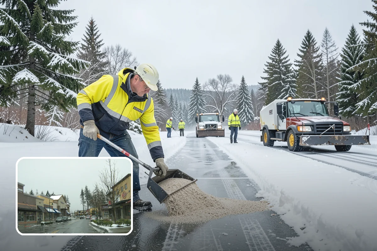 Park & Ride Snow Removal in Mill Creek, Snohomish County, WA - Travel lanes and stalls cleared before dawn