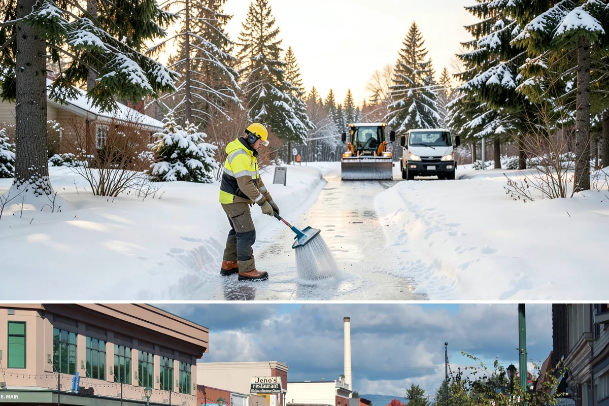 Park & Ride Snow Removal in Monroe, Snohomish County, WA - Park-and-ride lots see peak need December through February around commuter freeze mornings.