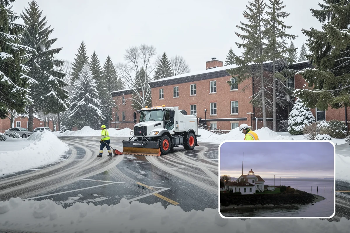 Park & Ride Snow Removal in Mukilteo, Snohomish County, WA - Travel lanes and stalls cleared before dawn