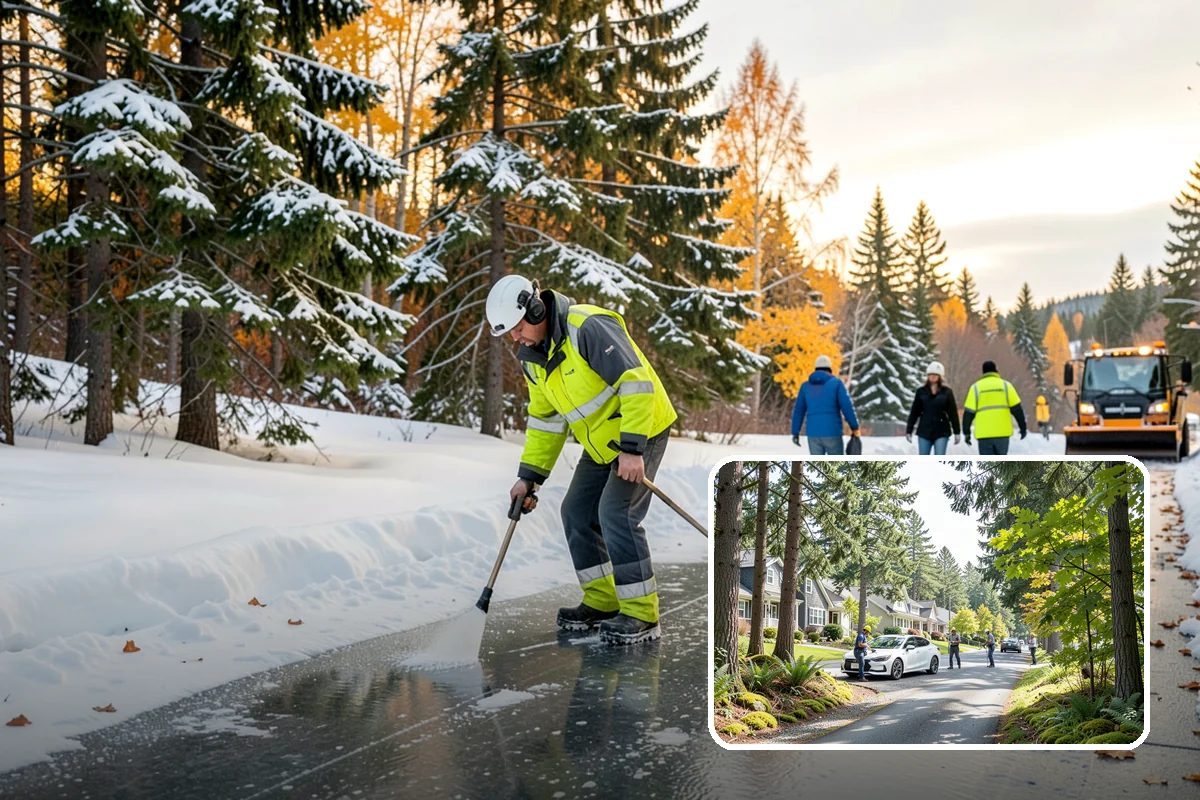 Park & Ride Snow Removal in Normandy Park, King County, WA - Travel lanes and stalls cleared before dawn