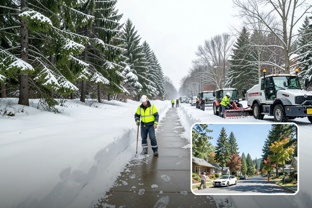 Park & Ride Snow Removal in Orting, Pierce County, WA - Travel lanes and stalls cleared before dawn