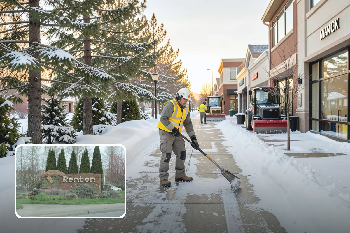 Park & Ride Snow Removal in Renton, King County, WA - Travel lanes and stalls cleared before dawn