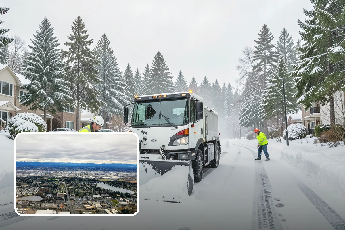 Park & Ride Snow Removal in SeaTac, King County, WA - Travel lanes and stalls cleared before dawn