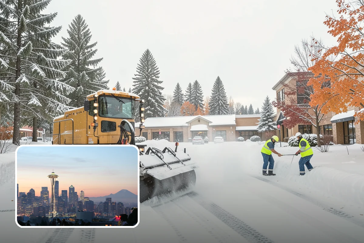 Park & Ride Snow Removal in Seattle, King County, WA - Travel lanes and stalls cleared before dawn