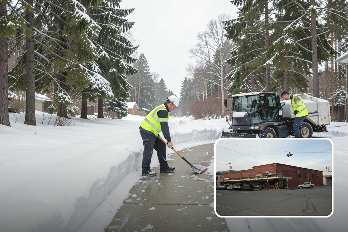 Park & Ride Snow Removal in Sedro-Woolley, Skagit County, WA - Travel lanes and stalls cleared before dawn