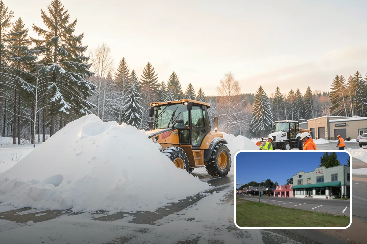Park & Ride Snow Removal in Snoqualmie, King County, WA - Travel lanes and stalls cleared before dawn