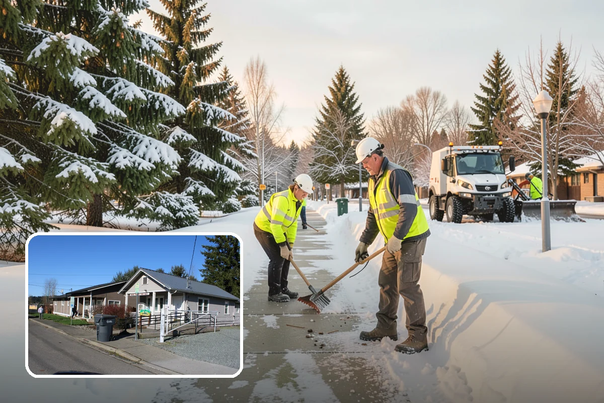 Park & Ride Snow Removal in South Prairie, Pierce County, WA - Travel lanes and stalls cleared before dawn