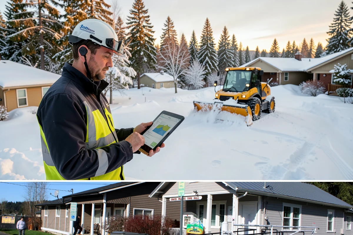 Park & Ride Snow Removal in South Prairie, Pierce County, WA - Park-and-ride lots see peak need December through February around commuter freeze mornings.