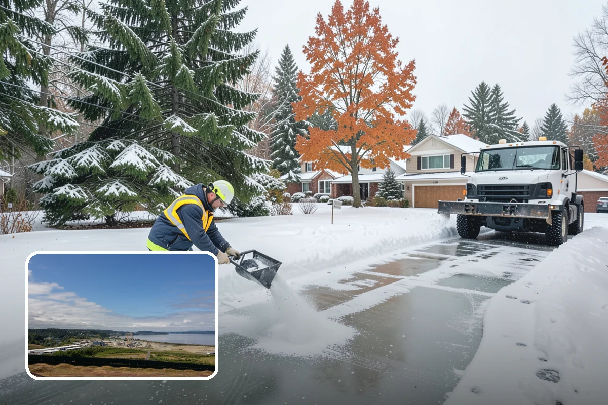 Park & Ride Snow Removal in University Place, Pierce County, WA - Travel lanes and stalls cleared before dawn