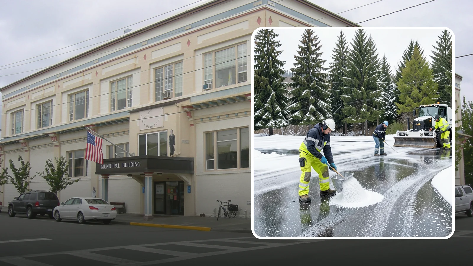 Parking Lot Deicing in Anacortes, Skagit County, WA - We pre-treat and post-treat commercial lots to stop the black ice that follows Western Washington's freezing rain.