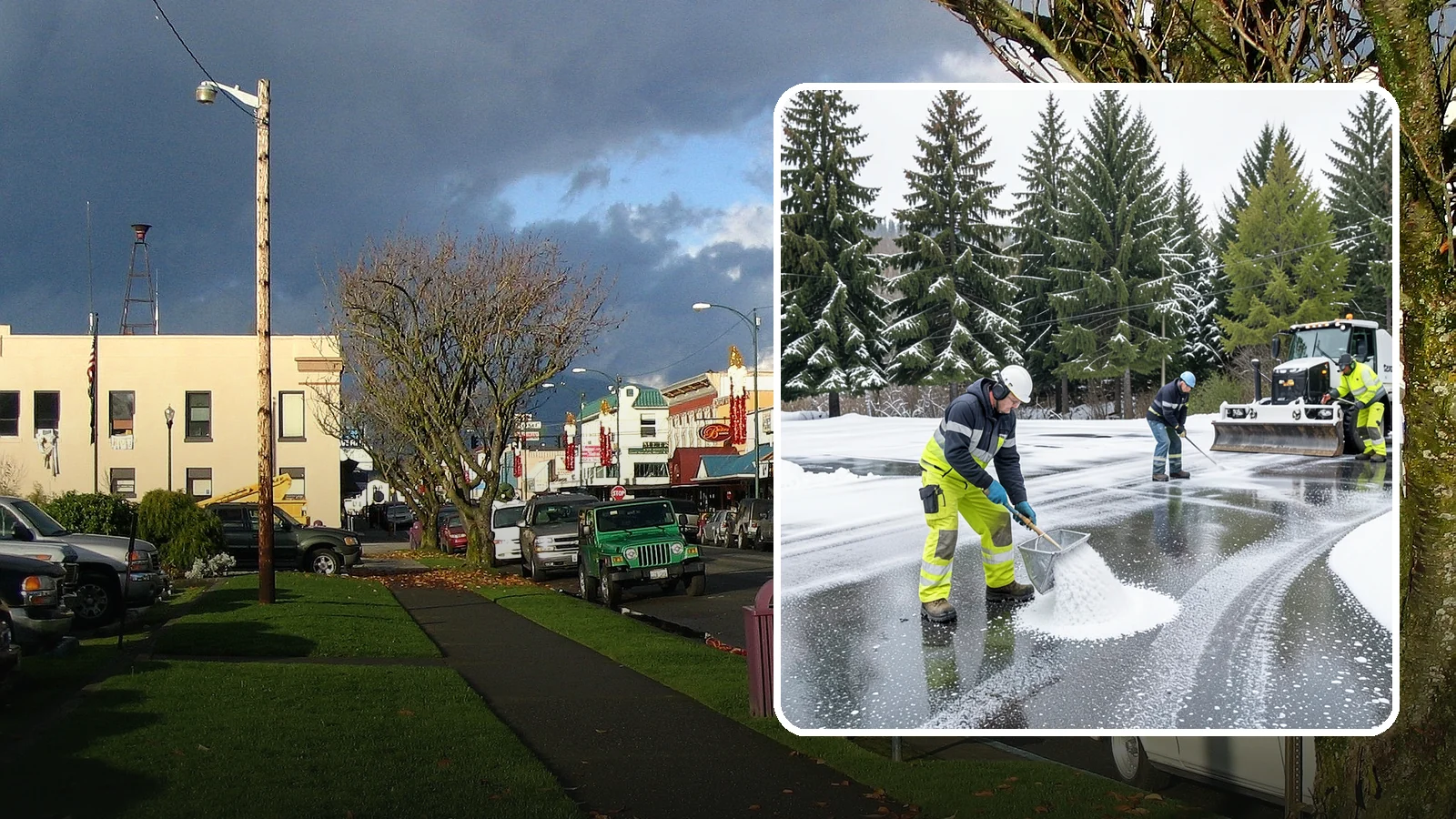 Parking Lot Deicing in Arlington, Snohomish County, WA - We pre-treat and post-treat commercial lots to stop the black ice that follows Western Washington's freezing rain.