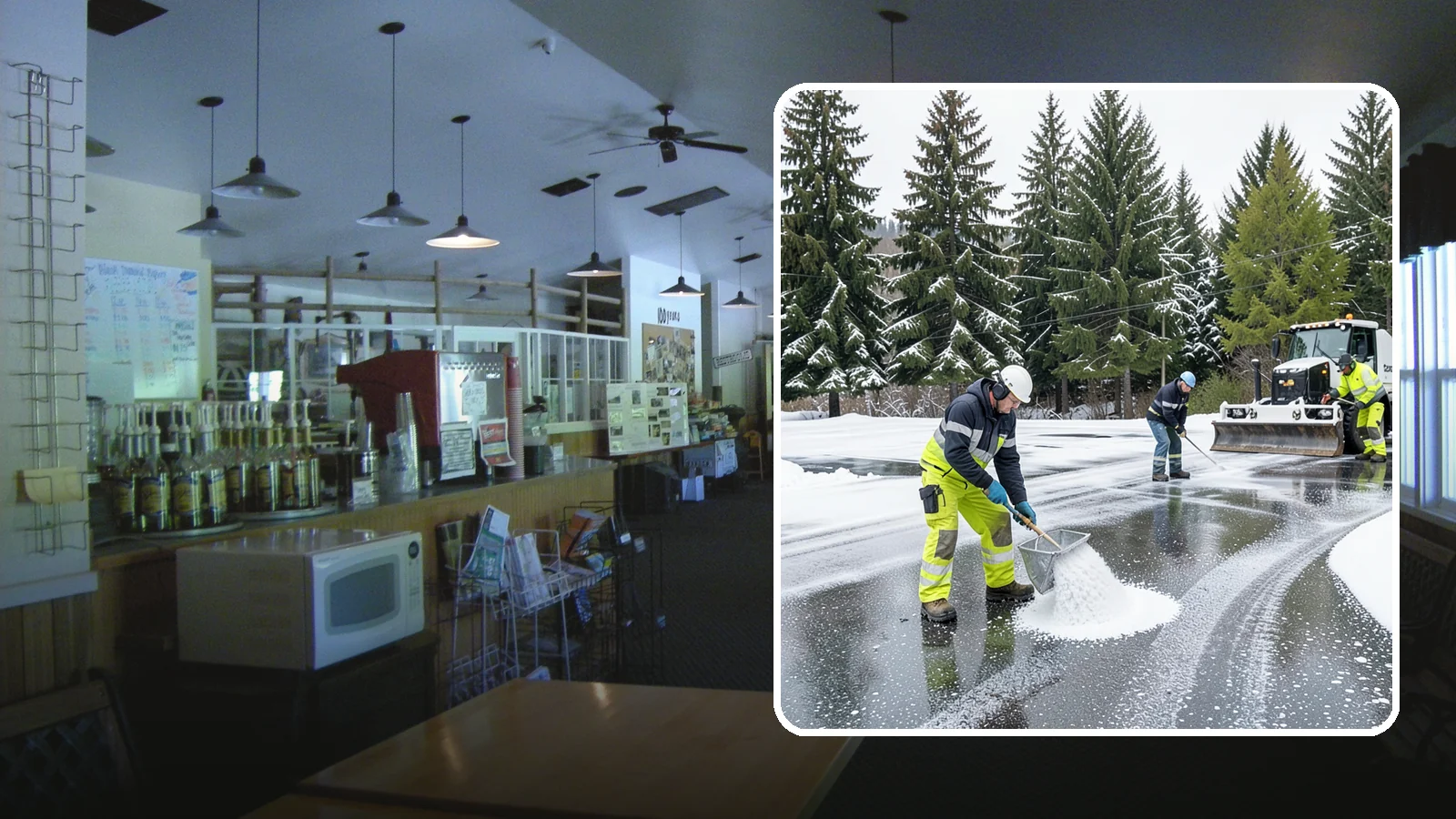 Parking Lot Deicing in Black Diamond, King County, WA - We pre-treat and post-treat commercial lots to stop the black ice that follows Western Washington's freezing rain.