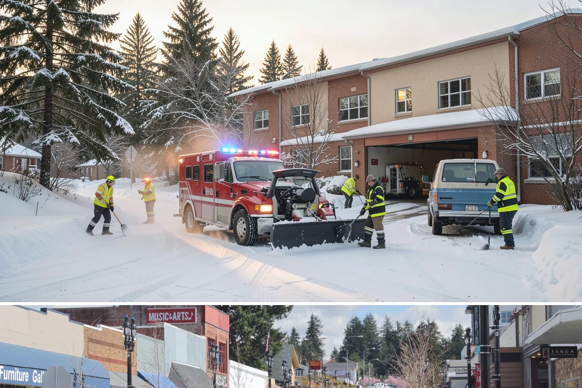 Parking Lot Deicing in Bothell, King County, WA - Deicing demand peaks during the December-to-February stretch when freezing rain is most frequent in the lowlands.