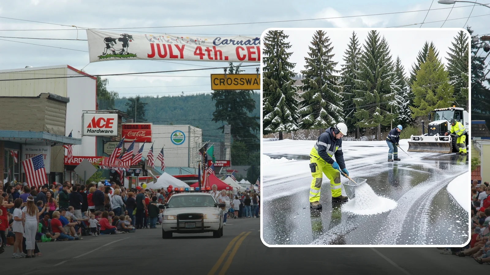 Parking Lot Deicing in Carnation, King County, WA - We pre-treat and post-treat commercial lots to stop the black ice that follows Western Washington's freezing rain.