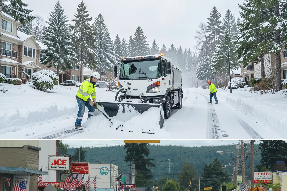 Parking Lot Deicing in Carnation, King County, WA - Deicing demand peaks during the December-to-February stretch when freezing rain is most frequent in the lowlands.