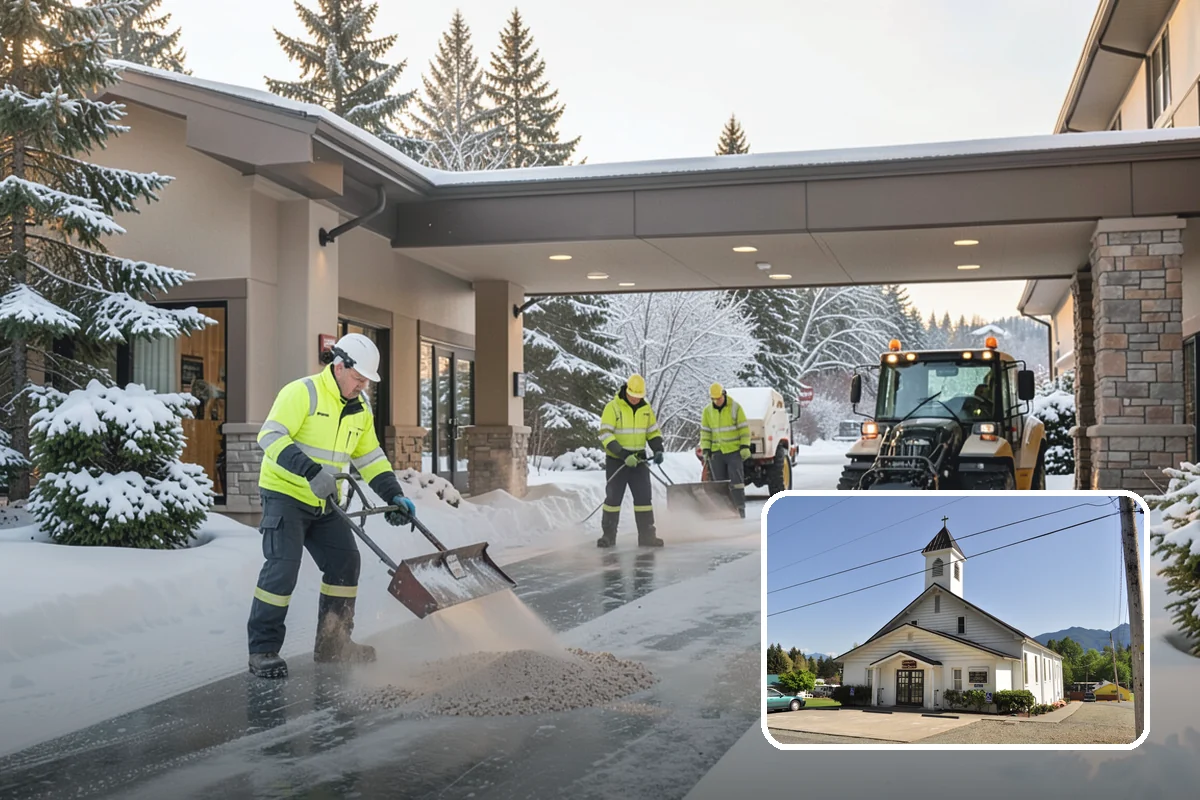Parking Lot Deicing in Concrete, Skagit County, WA - Targets black ice unique to PNW freezing rain