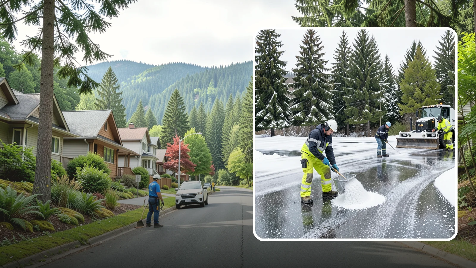 Parking Lot Deicing in Darrington, Snohomish County, WA - We pre-treat and post-treat commercial lots to stop the black ice that follows Western Washington's freezing rain.
