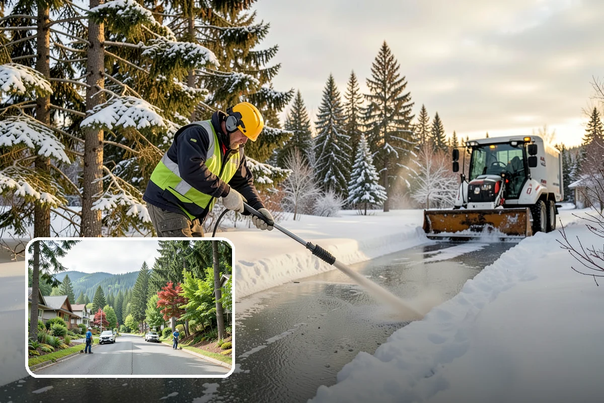 Parking Lot Deicing in Darrington, Snohomish County, WA - Targets black ice unique to PNW freezing rain