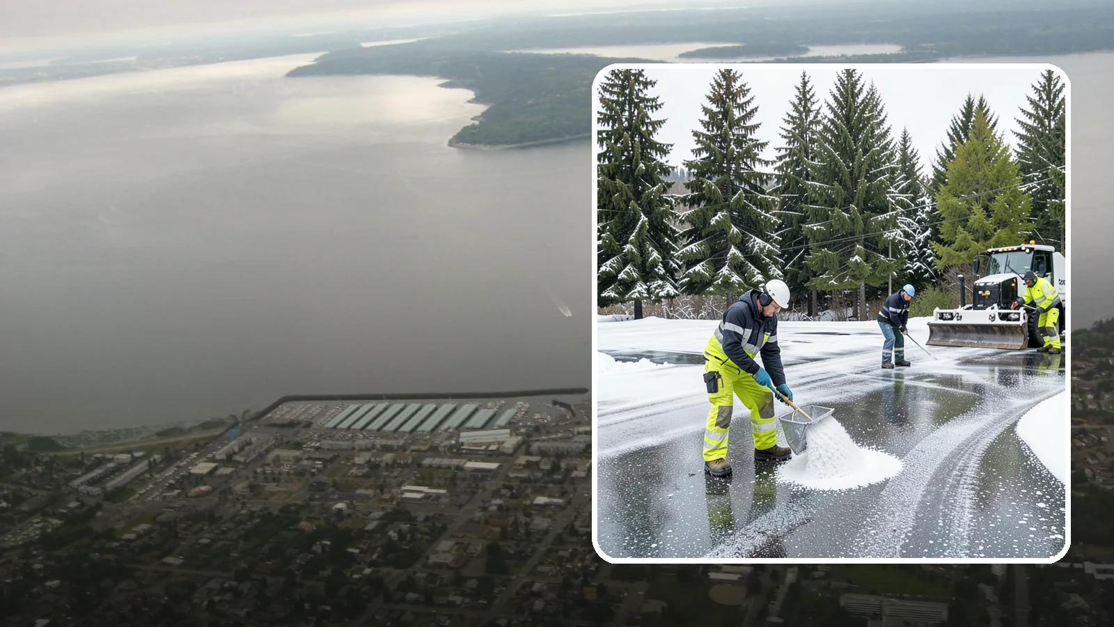 Parking Lot Deicing in Des Moines, King County, WA - We pre-treat and post-treat commercial lots to stop the black ice that follows Western Washington's freezing rain.