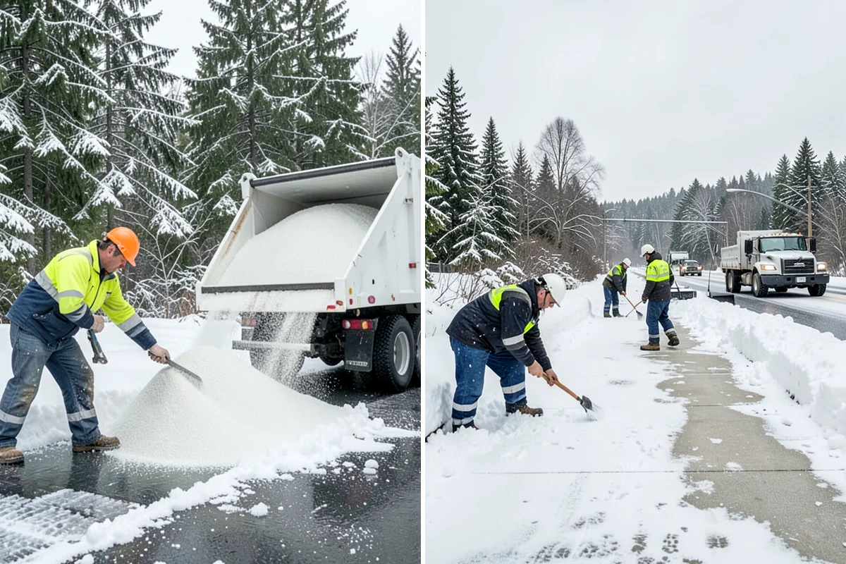 Parking Lot Deicing in DuPont, Pierce County, WA - We identify shaded corners and poor-drainage areas that ice first