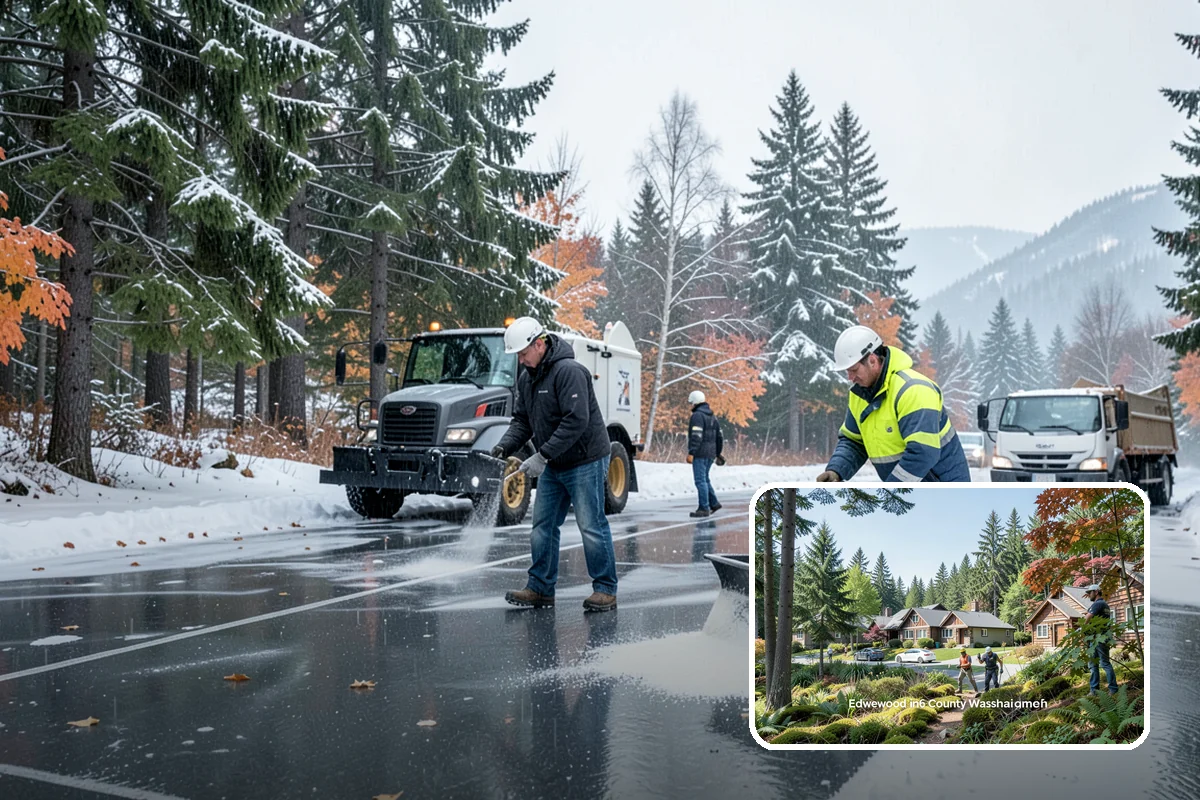 Parking Lot Deicing in Edgewood, Pierce County, WA - Targets black ice unique to PNW freezing rain