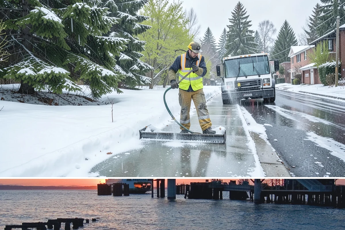 Parking Lot Deicing in Edmonds, Snohomish County, WA - Deicing demand peaks during the December-to-February stretch when freezing rain is most frequent in the lowlands.