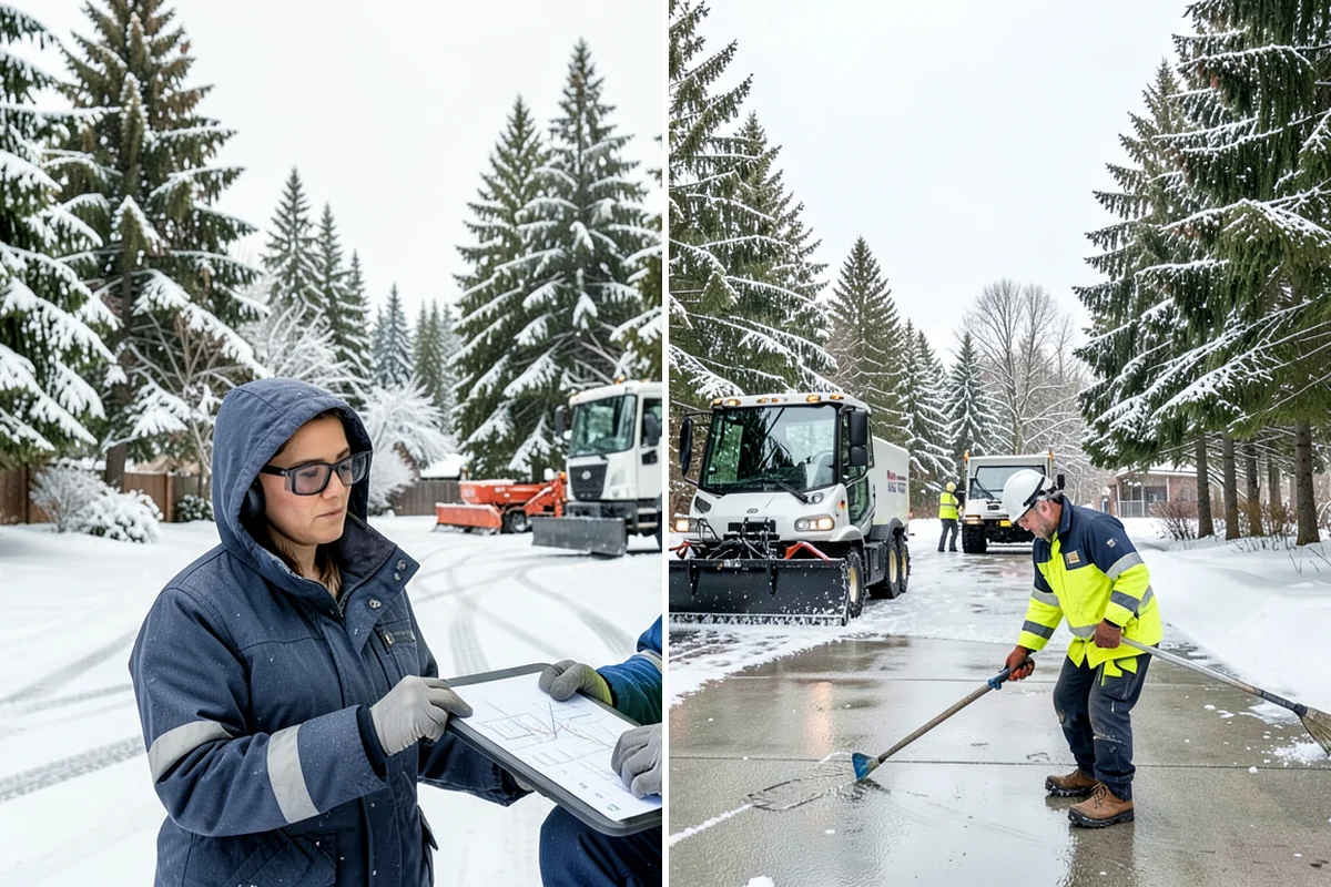 Parking Lot Deicing in Enumclaw, King County, WA - We identify shaded corners and poor-drainage areas that ice first