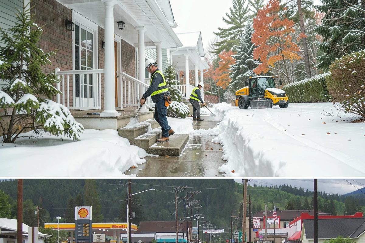 Parking Lot Deicing in Granite Falls, Snohomish County, WA - Deicing demand peaks during the December-to-February stretch when freezing rain is most frequent in the lowlands.