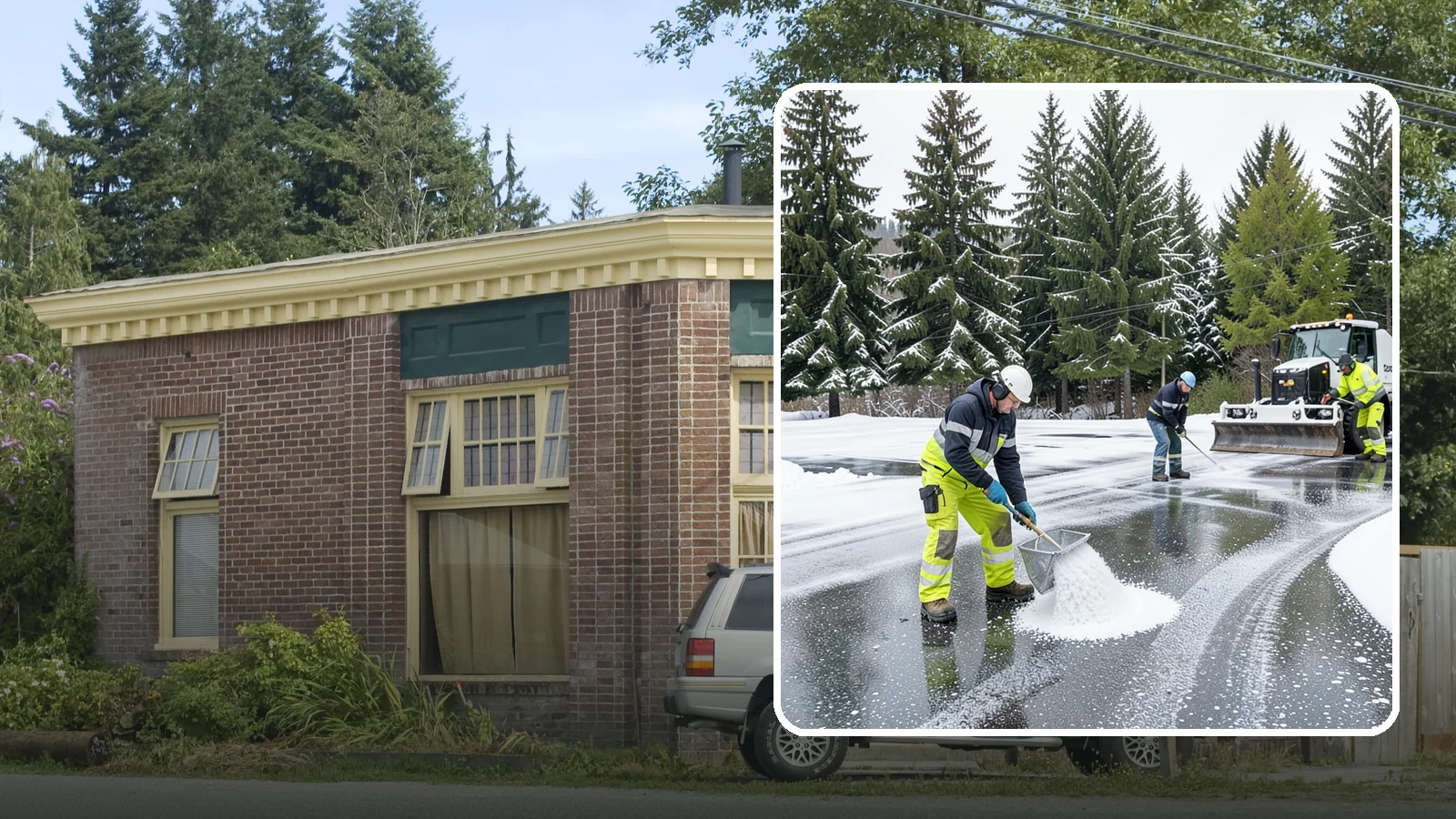 Parking Lot Deicing in Hamilton, Skagit County, WA - We pre-treat and post-treat commercial lots to stop the black ice that follows Western Washington's freezing rain.