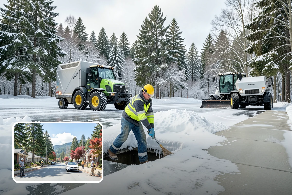Parking Lot Deicing in Hunts Point, King County, WA - Targets black ice unique to PNW freezing rain