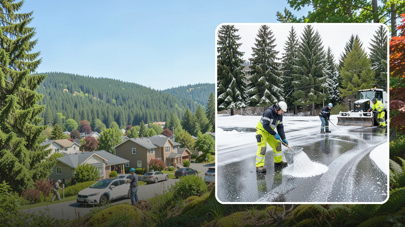 Parking Lot Deicing in Index, Snohomish County, WA - We pre-treat and post-treat commercial lots to stop the black ice that follows Western Washington's freezing rain.