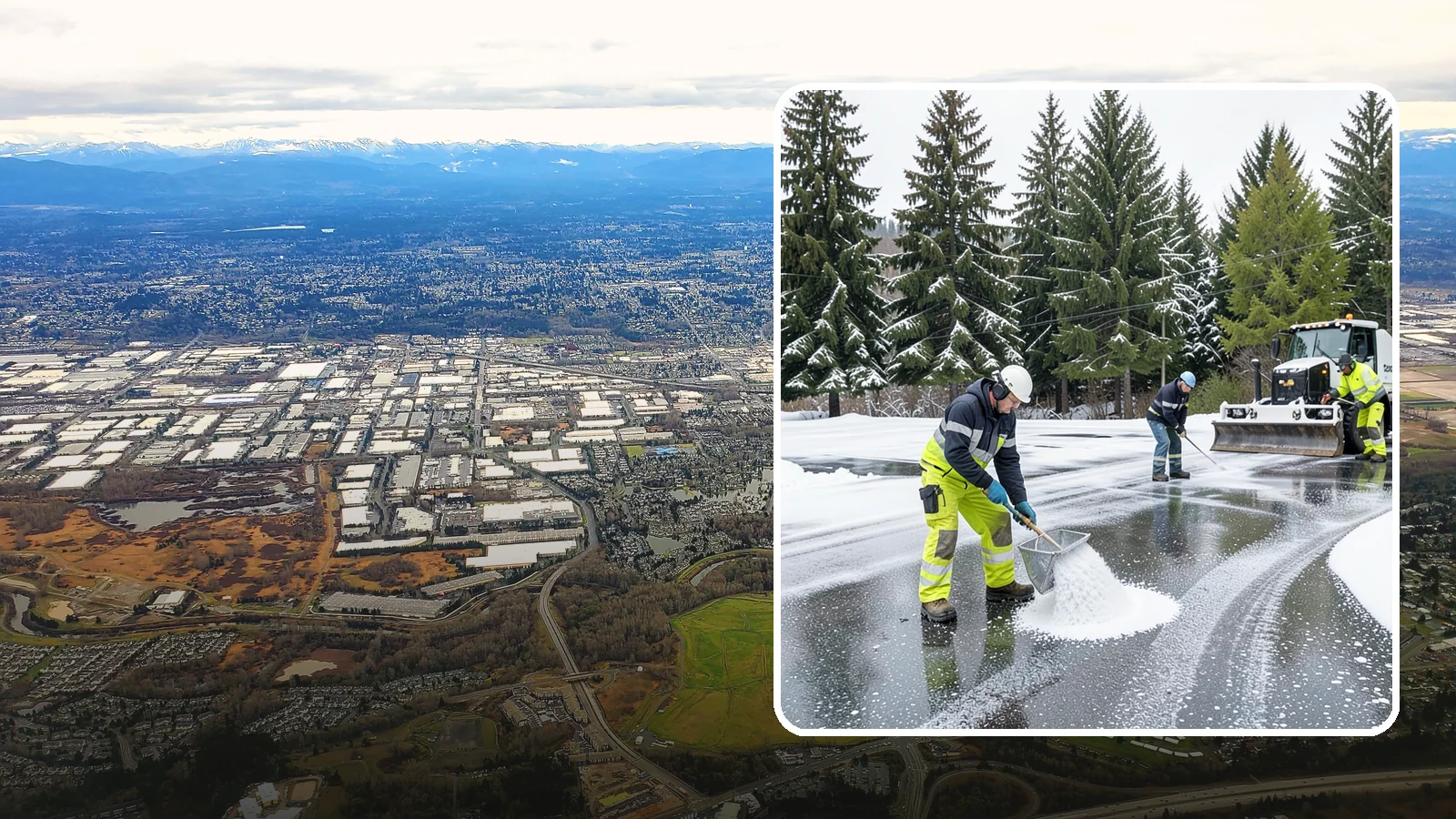 Parking Lot Deicing in Kent, King County, WA - We pre-treat and post-treat commercial lots to stop the black ice that follows Western Washington's freezing rain.