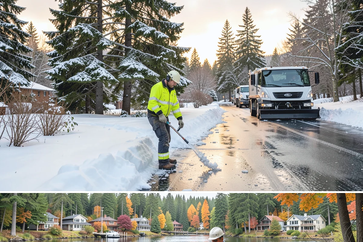 Parking Lot Deicing in La Conner, Skagit County, WA - Deicing demand peaks during the December-to-February stretch when freezing rain is most frequent in the lowlands.