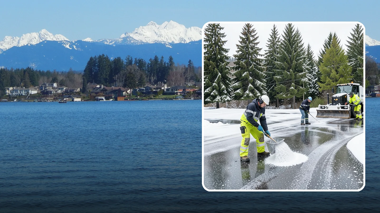Parking Lot Deicing in Lake Stevens, Snohomish County, WA - We pre-treat and post-treat commercial lots to stop the black ice that follows Western Washington's freezing rain.