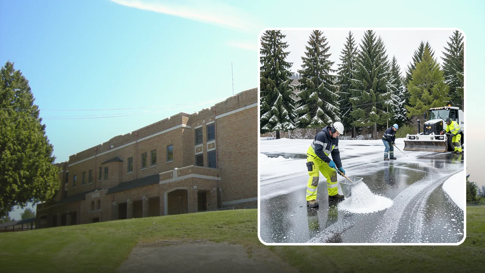 Parking Lot Deicing in Maple Valley, King County, WA - We pre-treat and post-treat commercial lots to stop the black ice that follows Western Washington's freezing rain.