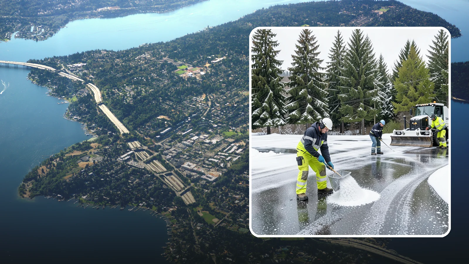 Parking Lot Deicing in Mercer Island, King County, WA - We pre-treat and post-treat commercial lots to stop the black ice that follows Western Washington's freezing rain.