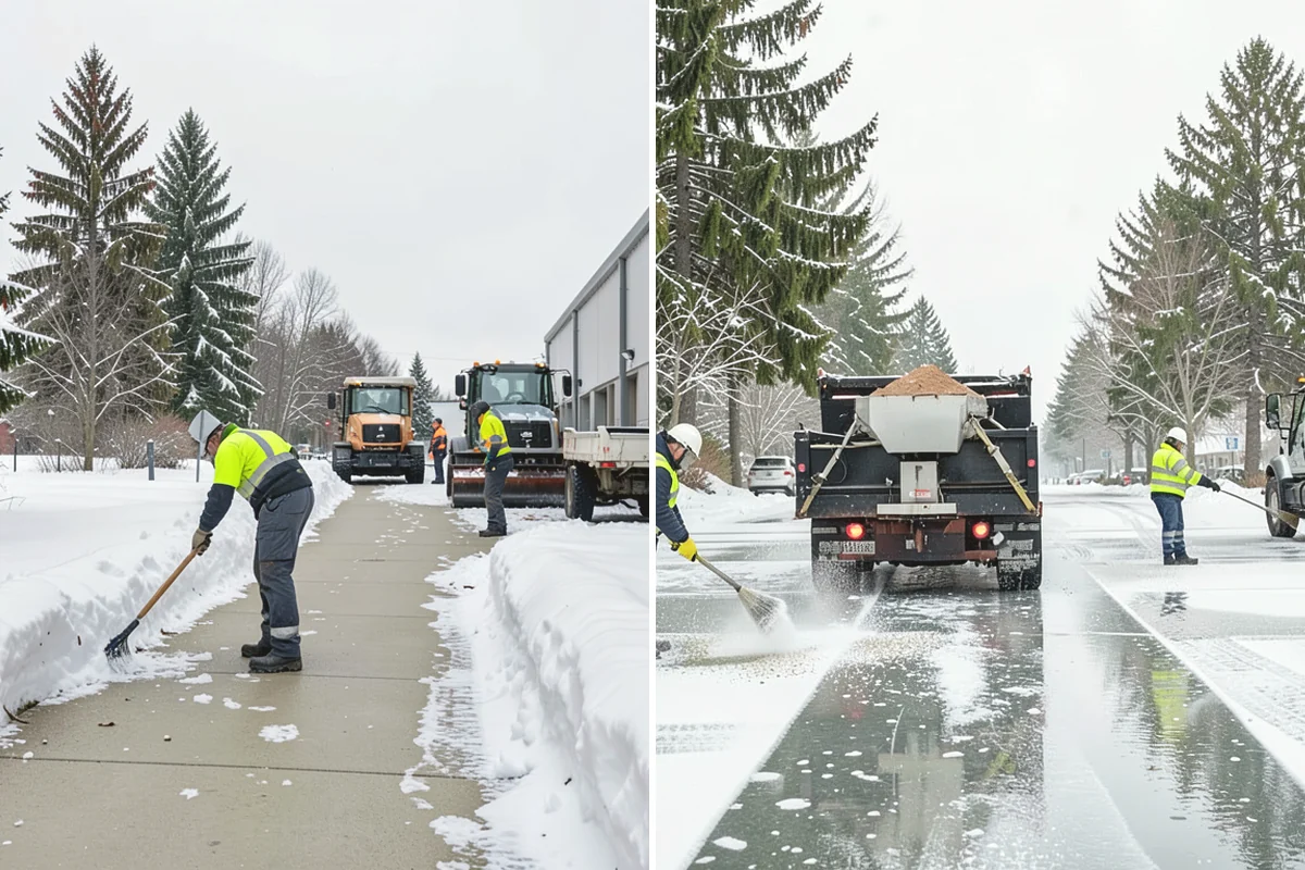 Parking Lot Deicing in Mill Creek, Snohomish County, WA - We identify shaded corners and poor-drainage areas that ice first