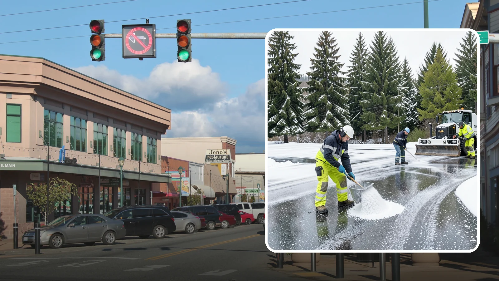 Parking Lot Deicing in Monroe, Snohomish County, WA - We pre-treat and post-treat commercial lots to stop the black ice that follows Western Washington's freezing rain.