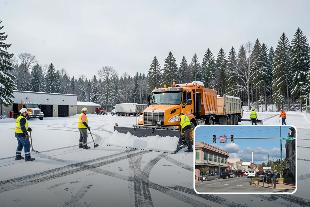 Parking Lot Deicing in Monroe, Snohomish County, WA - Targets black ice unique to PNW freezing rain