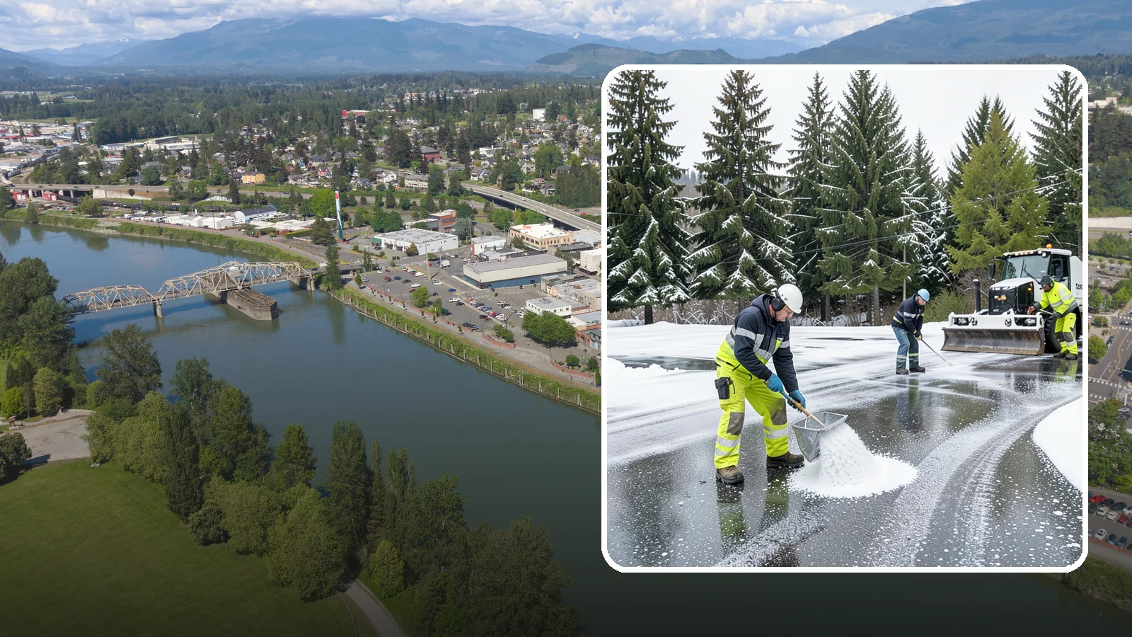Parking Lot Deicing in Mount Vernon, Skagit County, WA - We pre-treat and post-treat commercial lots to stop the black ice that follows Western Washington's freezing rain.