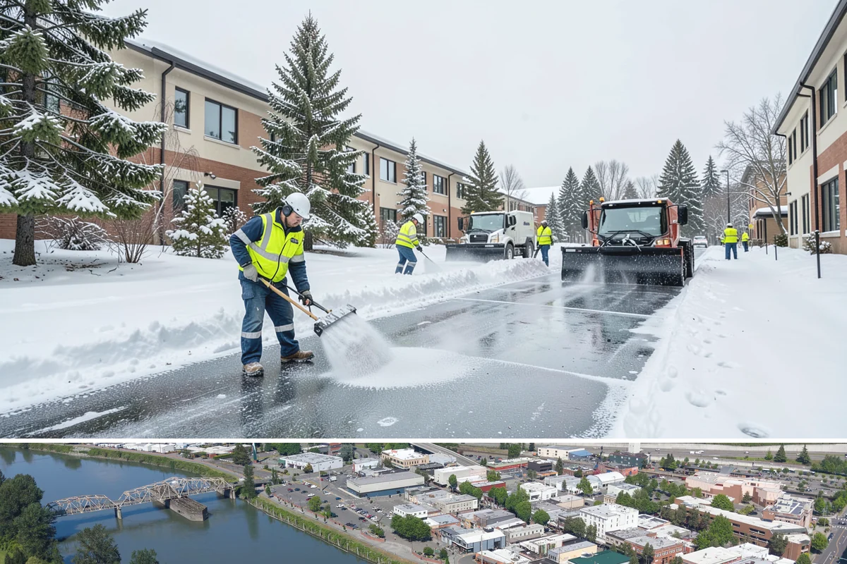 Parking Lot Deicing in Mount Vernon, Skagit County, WA - Deicing demand peaks during the December-to-February stretch when freezing rain is most frequent in the lowlands.